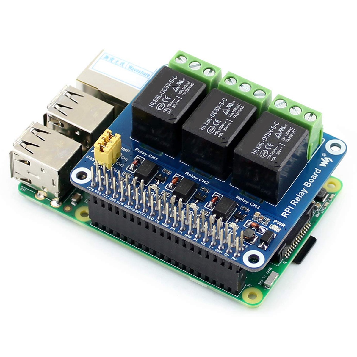 Raspberry Pi Zero - Waveshare 5V 3-Channel Relay Module Expansion