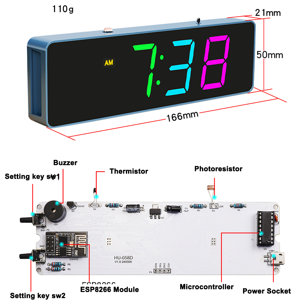 ESP8266 IoT Colorful WiFi Cloc - đánh giá và giá Diy Electronics Com