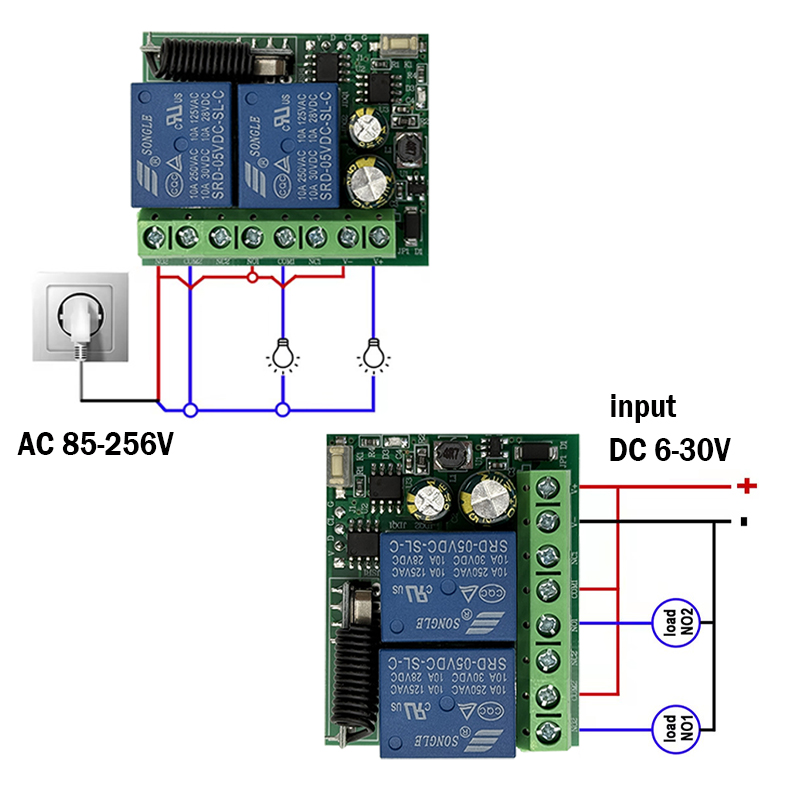 DC 9V 12V 24V AC 85-250V 2CH R - đánh giá và giá Rf 433Mhz Module