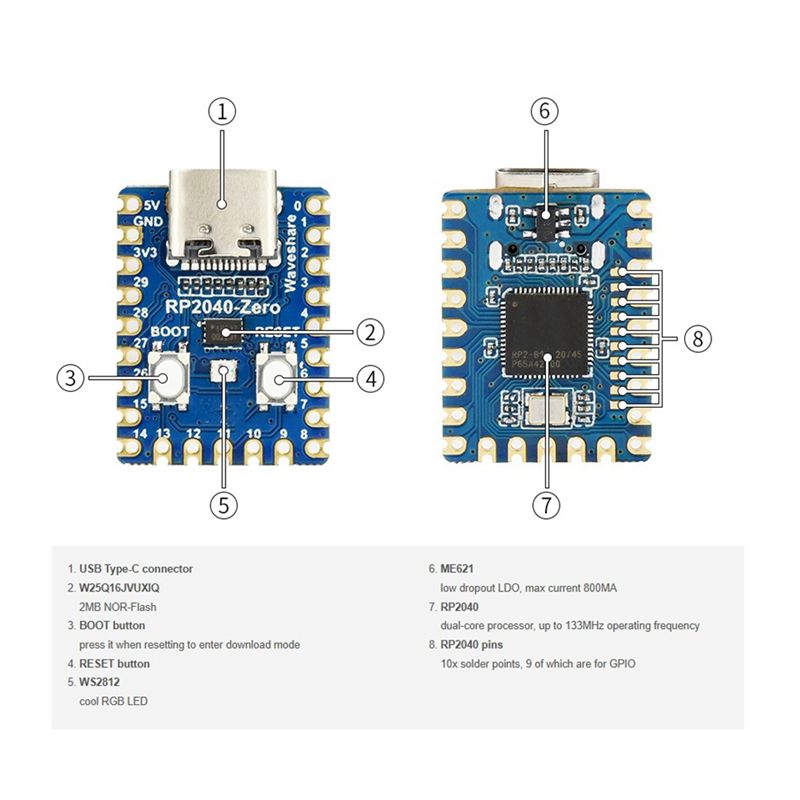 AT82-RP2040-Zero Microcontroll - đánh giá và giá Raspberry Pi Zero